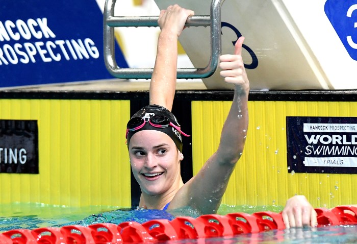 McKeown smashes two Australia... | Australian Olympic Committee Relief mckeown after dq scare australian trials