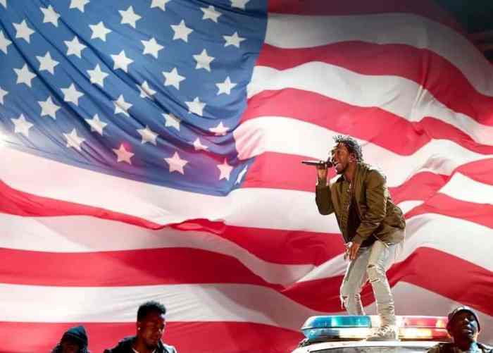 Sudanese palestinian flag protest kendrick lamar super bowl halftime show
