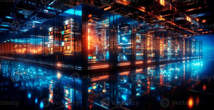 AI generated Network of connections in servers, data storage systems in ... Cornelis networks releases tech speed up ai datacenter connections