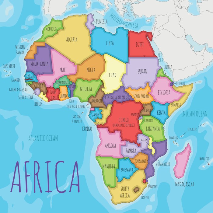 Political Africa Map vector illustration with different colors for each ... Africa finance corp sign 320 million deal with italy bolster lobito funding