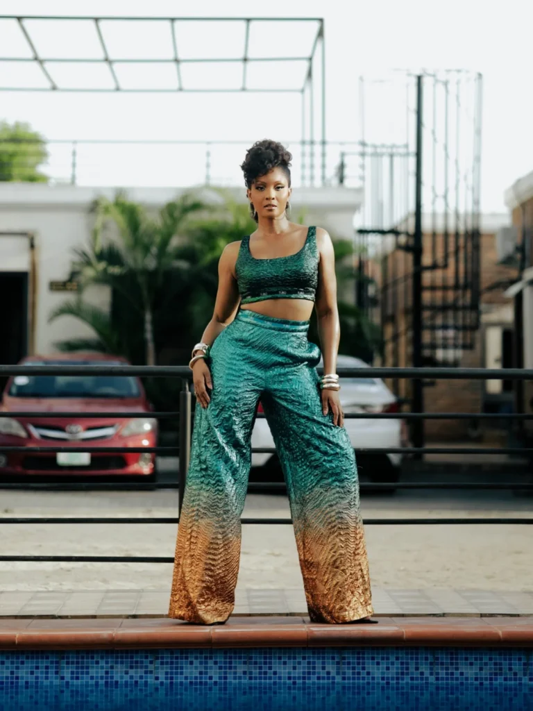 See How Osas Ighodaro Serves Pure Glamour in a Metallic Ombre Set by Tubo RTW