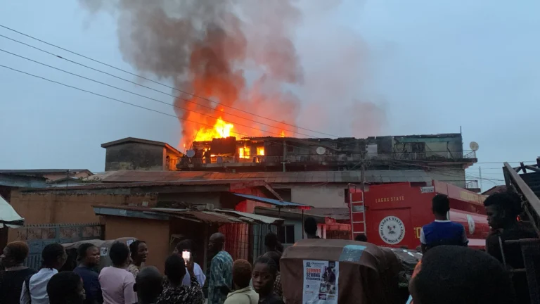 Two firefighters hospitalised as fire guts Lagos three-storey building
