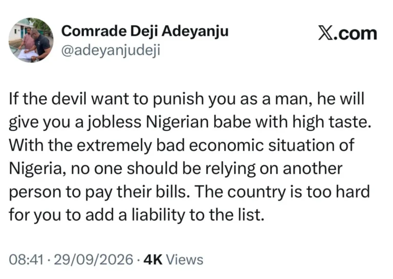 If the devil wants to punish you as a man, he will give you a jobless Nigerian babe with high taste – Deji Adeyanju