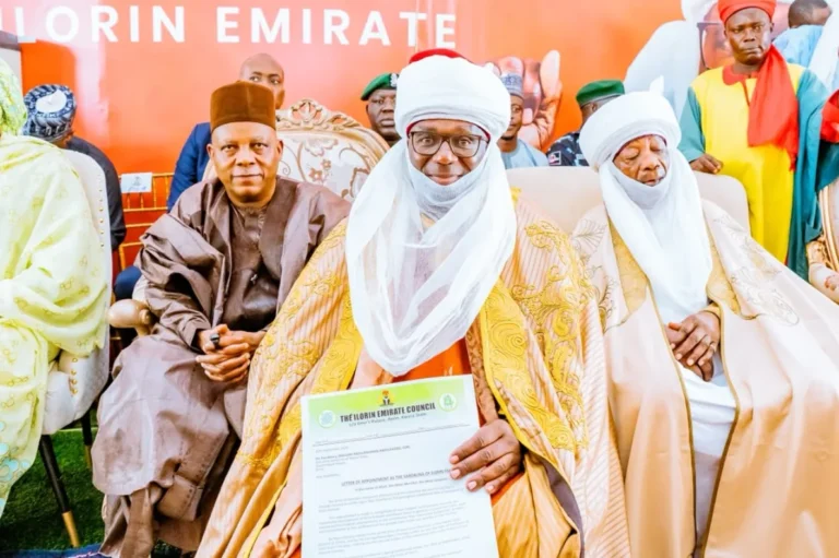 Kano State Governor Abba Yusuf celebrates Abdulrahman Abdulrazaq on his installation as the Sardauna of Ilorin