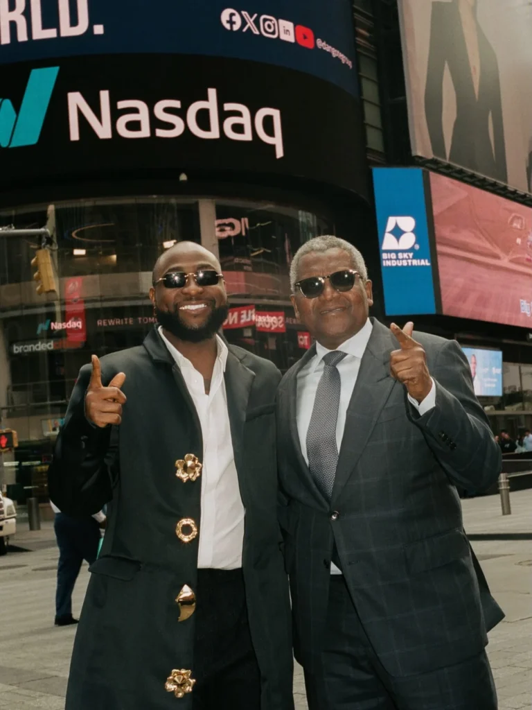 When Afrobeats Global Icon Davido and Billionaire Industrialist Aliko Dangote Lit Up Times Square for a Historic Nigerian Milestone