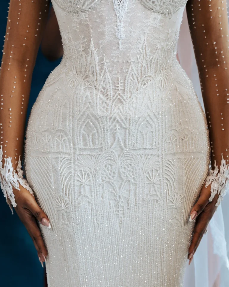 When Dr. Kiky Festus Walked Down the Aisle in a Custom Veekee James Cathedral-Inspired Gown, She Literally Wore the Church